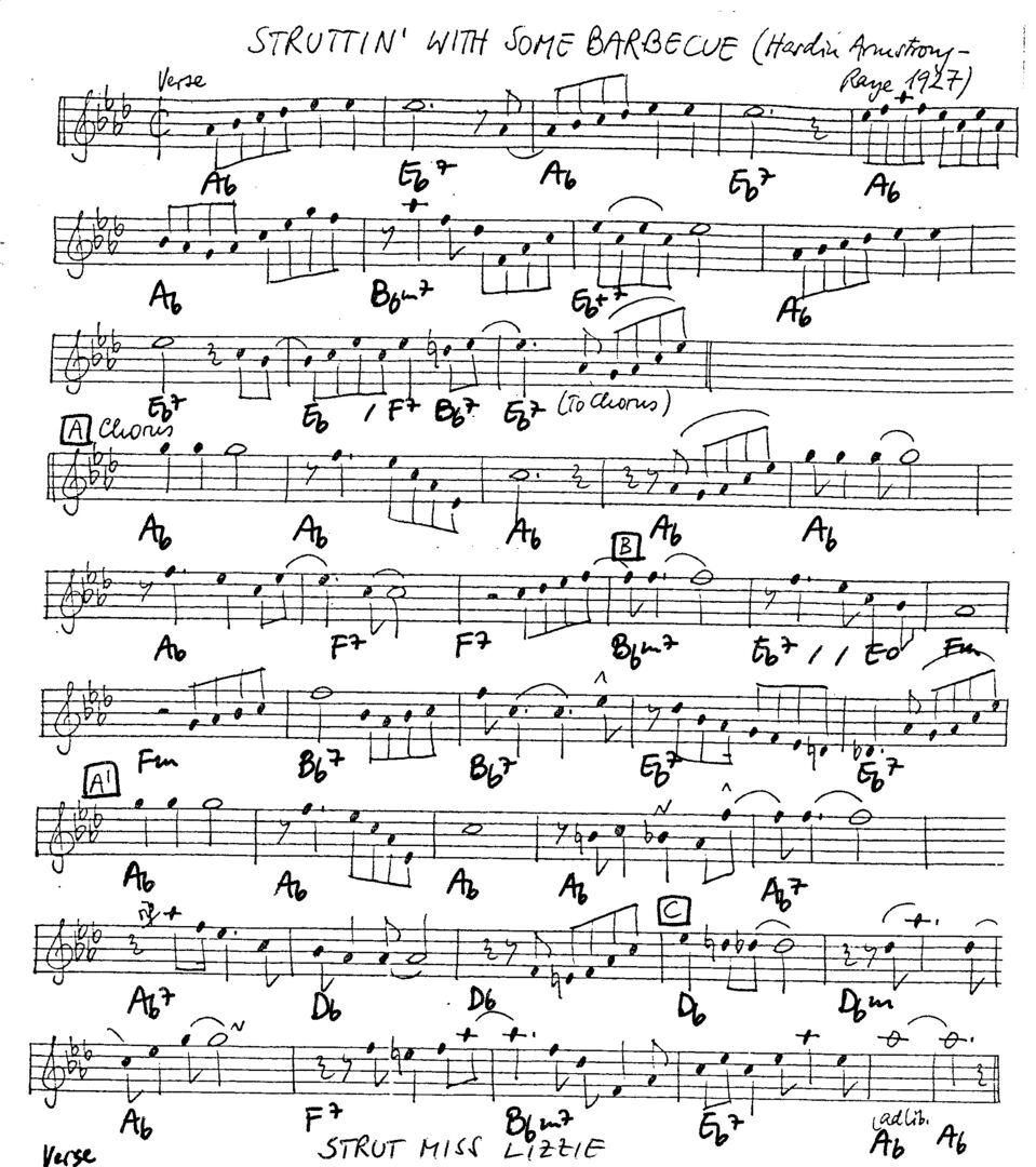 struttin' with some barbecue leadsheet – book us for your next 20s or gatsby event